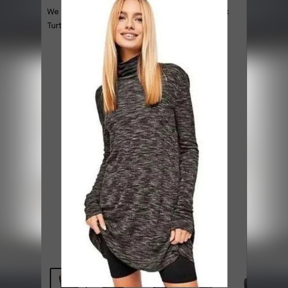 WE THE FREE BY FREE PEOPLE gray Stone Cold Split Back Turtleneck Top Size Small